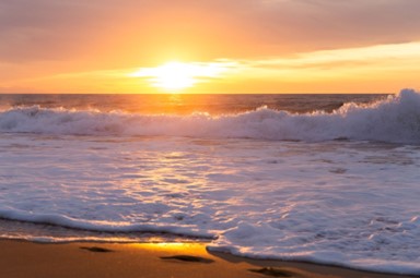 Coucher de soleil sur Hossegor, océan atlantique